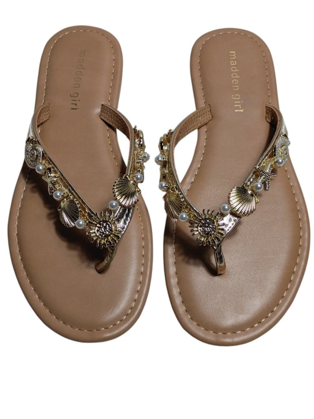 Madden Girl Seaside Ornamented Thong Sandals Size 7